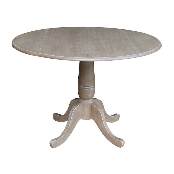 International Concepts Round 42 in Round Dual Drop Leaf Pedestal Table, 29.5 inH, Washed Gray Taupe, 42 W, 42 L, 29.5 in H K09-42DPT - main
